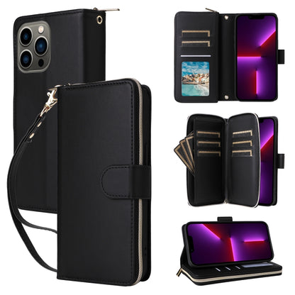Nine-card Slots Zipper Wallet Bag Leather Phone Case, For iPhone 14 / 13, For iPhone 14 Pro, For iPhone 14 Pro Max, For iPhone 13 Pro Max, For iPhone 13 Pro, For iPhone 12 / 12 Pro, For iPhone 12 Pro Max