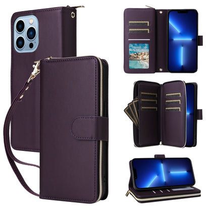 Nine-card Slots Zipper Wallet Bag Leather Phone Case, For iPhone 14 / 13, For iPhone 14 Pro, For iPhone 14 Pro Max, For iPhone 13 Pro Max, For iPhone 13 Pro, For iPhone 12 / 12 Pro, For iPhone 12 Pro Max