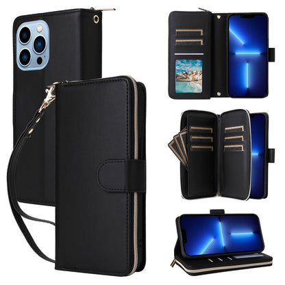 Nine-card Slots Zipper Wallet Bag Leather Phone Case, For iPhone 14 / 13, For iPhone 14 Pro, For iPhone 14 Pro Max, For iPhone 13 Pro Max, For iPhone 13 Pro, For iPhone 12 / 12 Pro, For iPhone 12 Pro Max