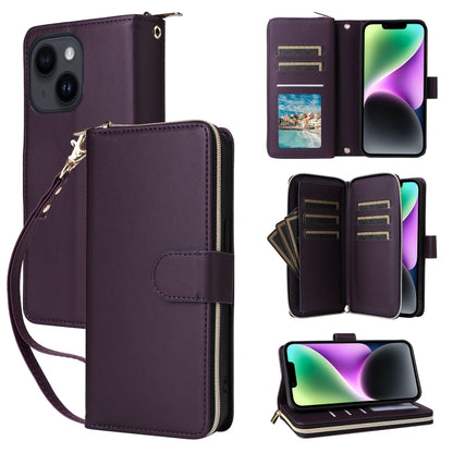 Nine-card Slots Zipper Wallet Bag Leather Phone Case, For iPhone 14 / 13, For iPhone 14 Pro, For iPhone 14 Pro Max, For iPhone 13 Pro Max, For iPhone 13 Pro, For iPhone 12 / 12 Pro, For iPhone 12 Pro Max