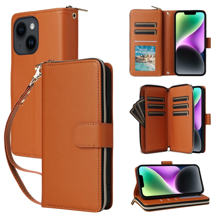 Nine-card Slots Zipper Wallet Bag Leather Phone Case, For iPhone 14 / 13, For iPhone 14 Pro, For iPhone 14 Pro Max, For iPhone 13 Pro Max, For iPhone 13 Pro, For iPhone 12 / 12 Pro, For iPhone 12 Pro Max