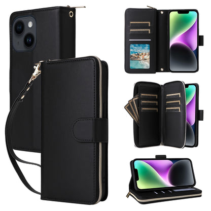 Nine-card Slots Zipper Wallet Bag Leather Phone Case, For iPhone 14 / 13, For iPhone 14 Pro, For iPhone 14 Pro Max, For iPhone 13 Pro Max, For iPhone 13 Pro, For iPhone 12 / 12 Pro, For iPhone 12 Pro Max