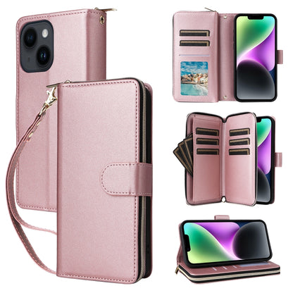 Nine-card Slots Zipper Wallet Bag Leather Phone Case, For iPhone 14 / 13, For iPhone 14 Pro, For iPhone 14 Pro Max, For iPhone 13 Pro Max, For iPhone 13 Pro, For iPhone 12 / 12 Pro, For iPhone 12 Pro Max