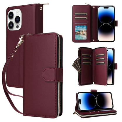Nine-card Slots Zipper Wallet Bag Leather Phone Case, For iPhone 14 / 13, For iPhone 14 Pro, For iPhone 14 Pro Max, For iPhone 13 Pro Max, For iPhone 13 Pro, For iPhone 12 / 12 Pro, For iPhone 12 Pro Max
