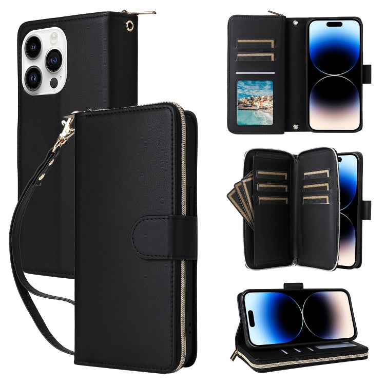 Nine-card Slots Zipper Wallet Bag Leather Phone Case, For iPhone 14 / 13, For iPhone 14 Pro, For iPhone 14 Pro Max, For iPhone 13 Pro Max, For iPhone 13 Pro, For iPhone 12 / 12 Pro, For iPhone 12 Pro Max