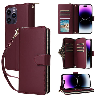 Nine-card Slots Zipper Wallet Bag Leather Phone Case, For iPhone 14 / 13, For iPhone 14 Pro, For iPhone 14 Pro Max, For iPhone 13 Pro Max, For iPhone 13 Pro, For iPhone 12 / 12 Pro, For iPhone 12 Pro Max