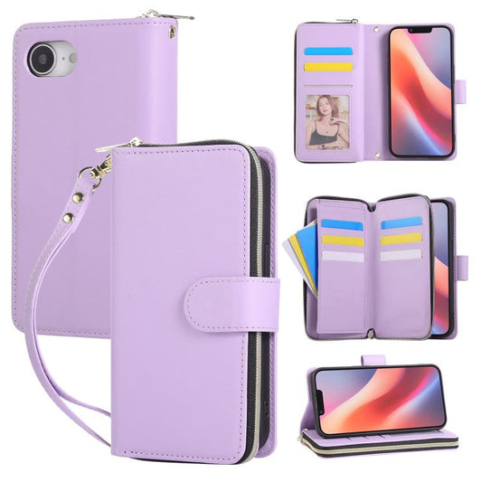 Nine-card Slots Zipper Wallet Bag Leather Phone Case, For iPhone 17e / 16e, For iPhone 17 Pro Max, For iPhone 17 Pro, For iPhone 17, For iPhone Air, For iPhone 16 Pro Max, For iPhone 16 Pro, For iPhone 16 Plus, For iPhone 16, For iPhone 15 Pro Max     ...