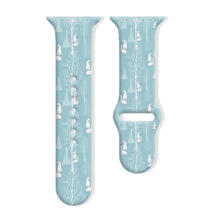 Christmas Pattern Reverse Buckle Silicone Watch Band, For Apple Watch 46mm / 49mm / 45mm / 44mm, For Apple Watch 42mm / 41mm / 40mm / 38mm