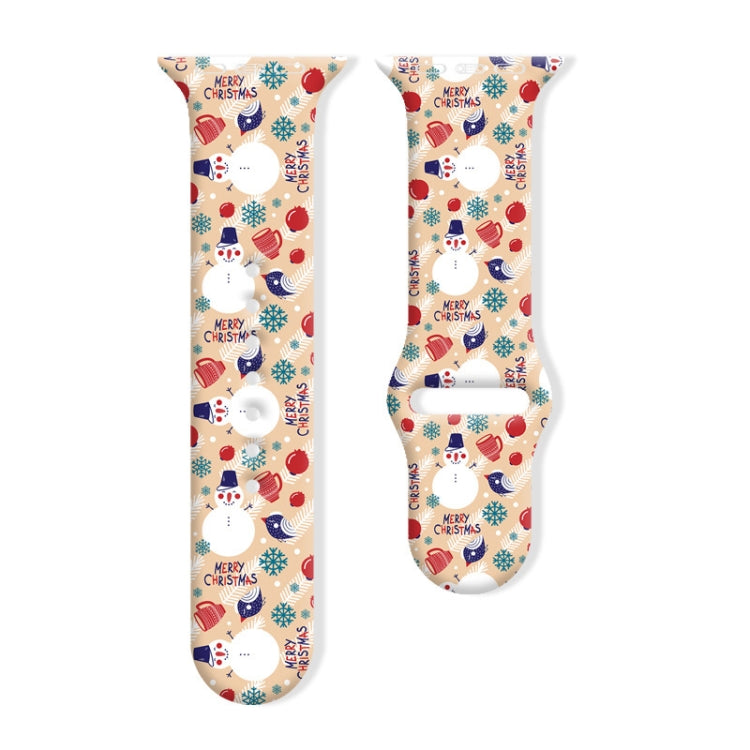 Christmas Pattern Reverse Buckle Silicone Watch Band, For Apple Watch 46mm / 49mm / 45mm / 44mm, For Apple Watch 42mm / 41mm / 40mm / 38mm