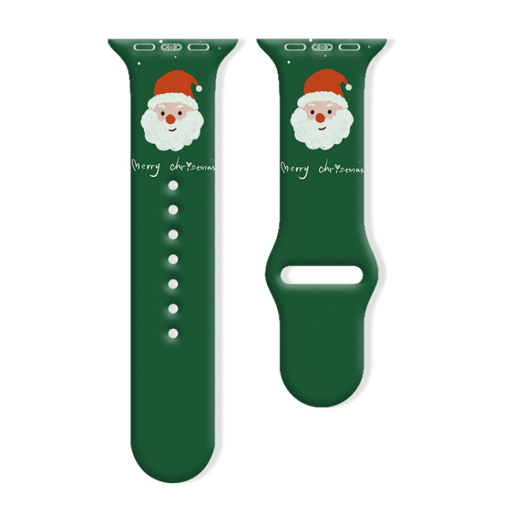 Christmas Pattern Reverse Buckle Silicone Watch Band, For Apple Watch 46mm / 49mm / 45mm / 44mm, For Apple Watch 42mm / 41mm / 40mm / 38mm
