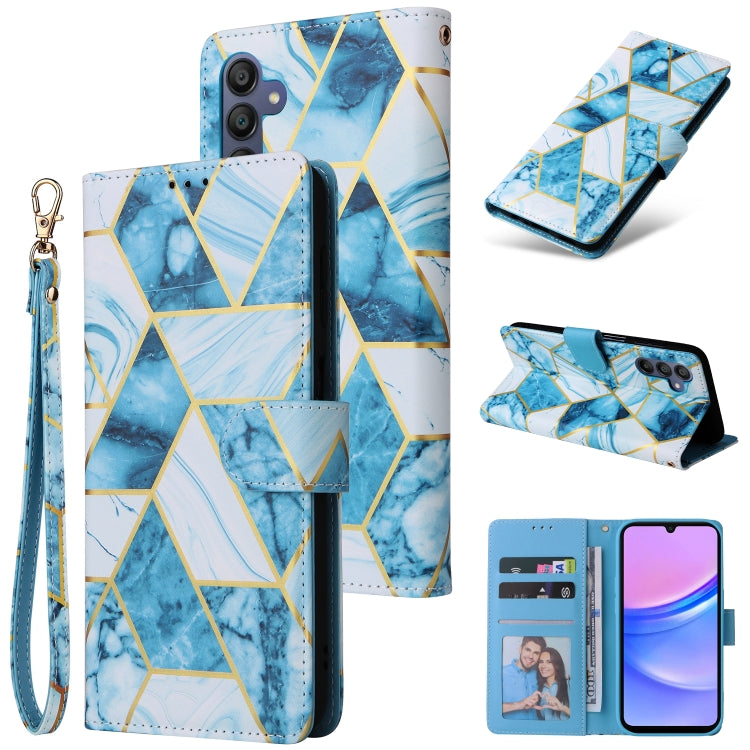 Marble Bronzing Stitching Leather Phone Case