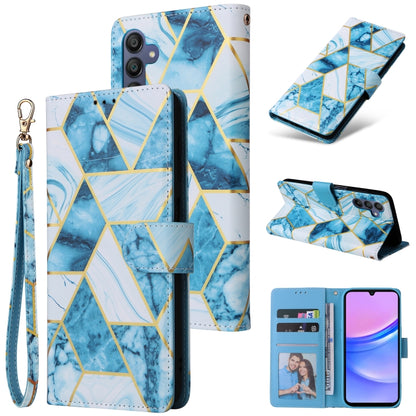 Marble Bronzing Stitching Leather Phone Case