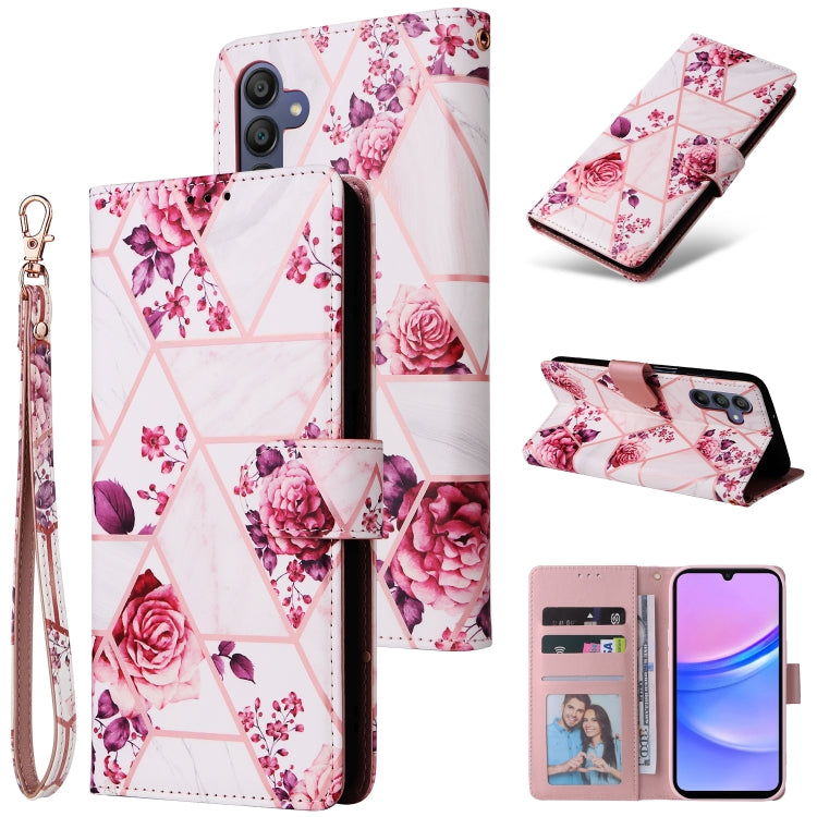 Marble Bronzing Stitching Leather Phone Case