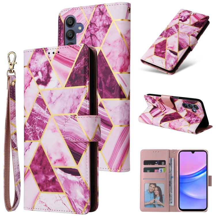 Marble Bronzing Stitching Leather Phone Case