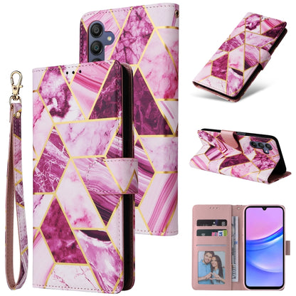 Marble Bronzing Stitching Leather Phone Case