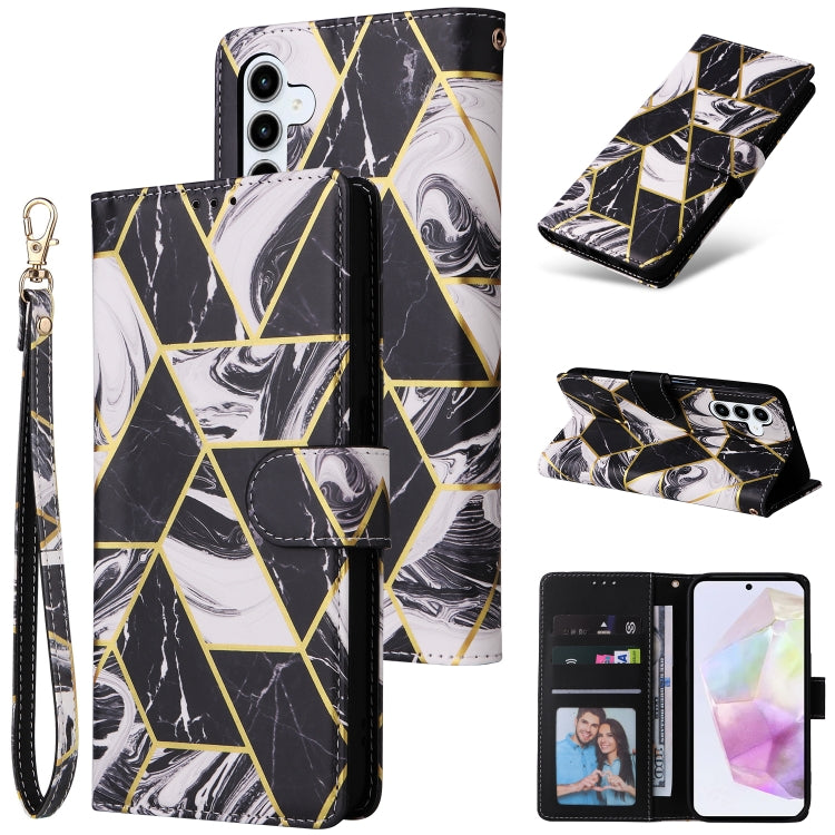 Marble Bronzing Stitching Leather Phone Case