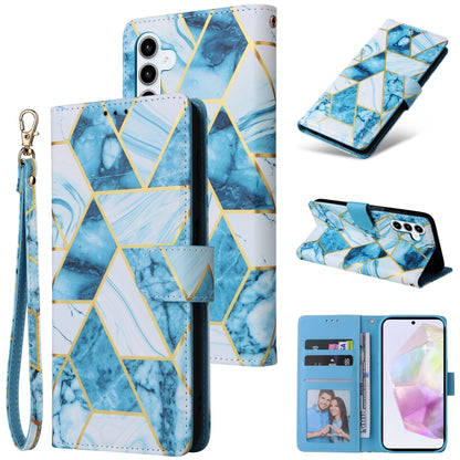 Marble Bronzing Stitching Leather Phone Case