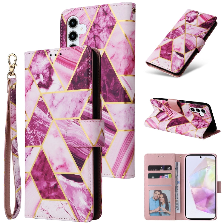 Marble Bronzing Stitching Leather Phone Case