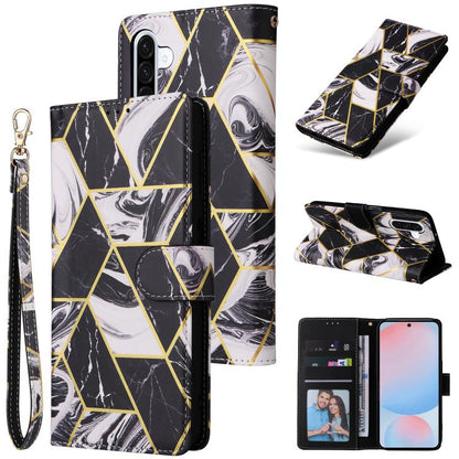 Marble Bronzing Stitching Leather Phone Case