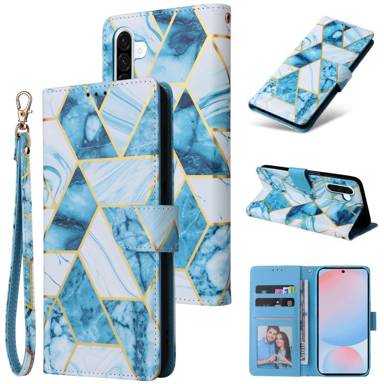 Marble Bronzing Stitching Leather Phone Case