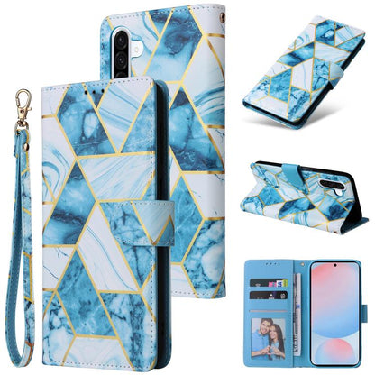 Marble Bronzing Stitching Leather Phone Case