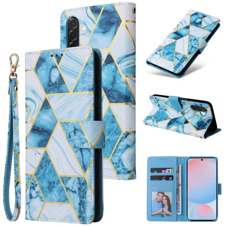 Marble Bronzing Stitching Leather Phone Case