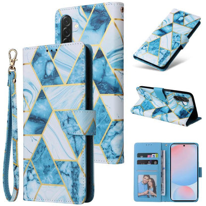 Marble Bronzing Stitching Leather Phone Case