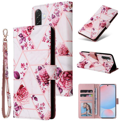 Marble Bronzing Stitching Leather Phone Case