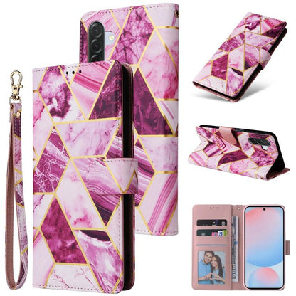 Marble Bronzing Stitching Leather Phone Case