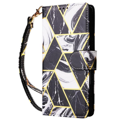 Marble Bronzing Stitching Leather Phone Case