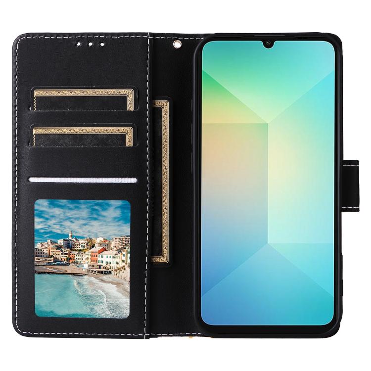 Marble Bronzing Stitching Leather Phone Case