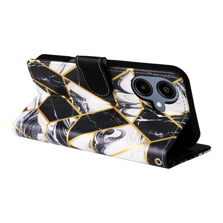 Marble Bronzing Stitching Leather Phone Case