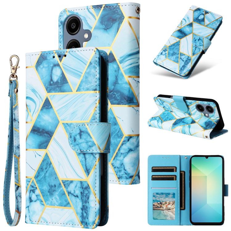 Marble Bronzing Stitching Leather Phone Case