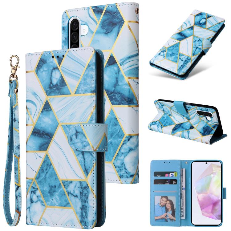 Marble Bronzing Stitching Leather Phone Case