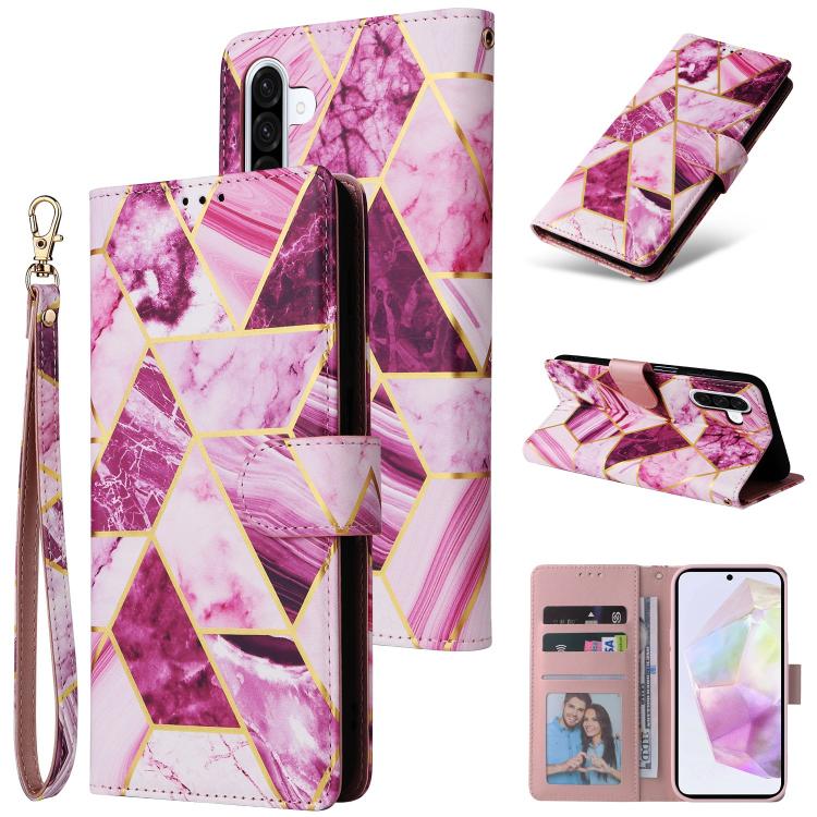 Marble Bronzing Stitching Leather Phone Case
