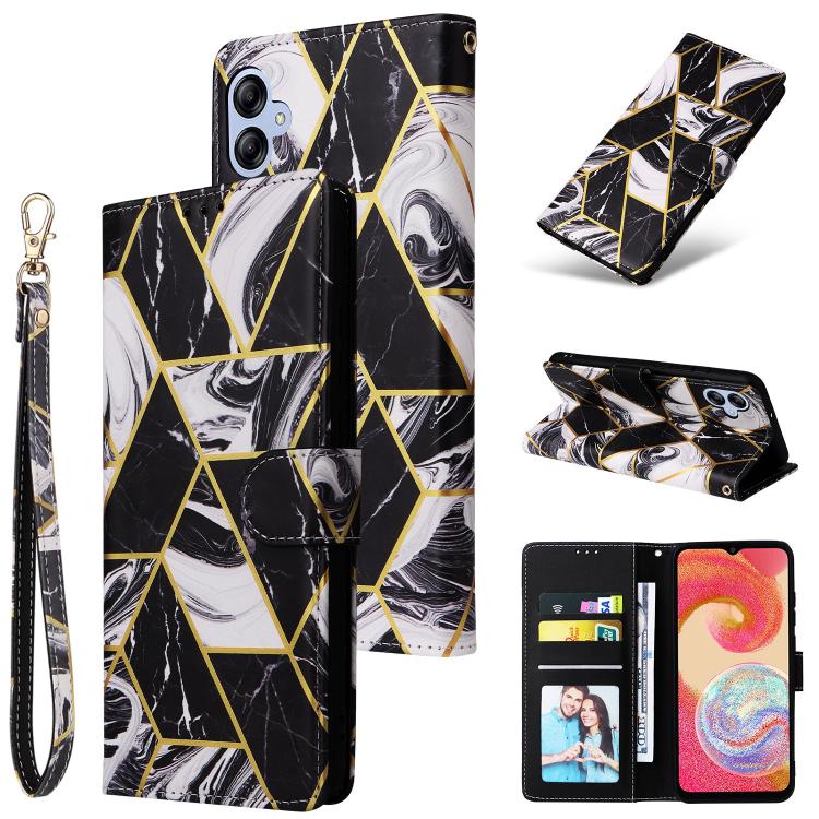 Marble Bronzing Stitching Leather Phone Case