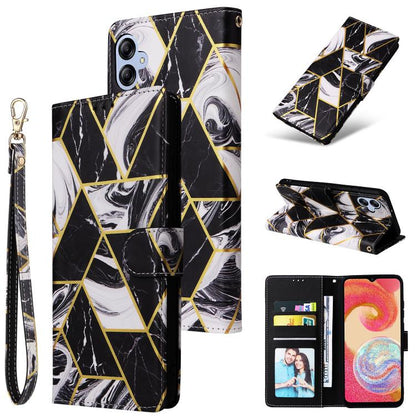 Marble Bronzing Stitching Leather Phone Case