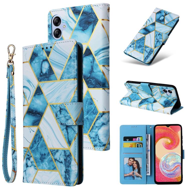 Marble Bronzing Stitching Leather Phone Case