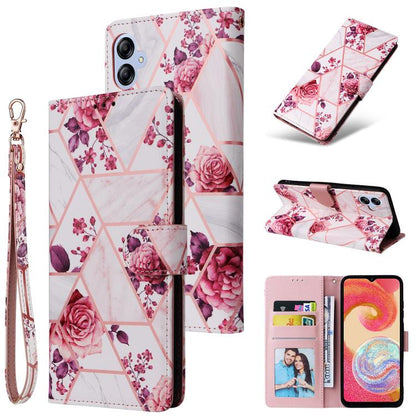 Marble Bronzing Stitching Leather Phone Case