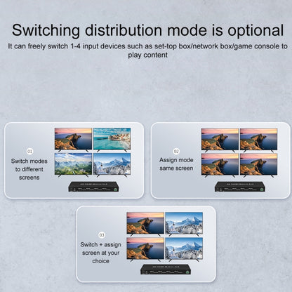 Measy MT4344 4K 30Hz 4 In 4 Out HDMI Matrix Switch Support Seamless Switching, EU Plug, US Plug, UK Plug, AU Plug