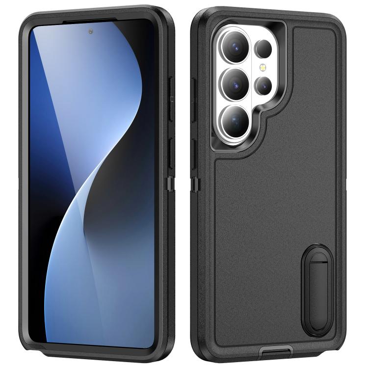 Rugged PC Hybrid Silicone Phone Case with Holder, For Samsung Galaxy S26 Ultra 5G, For Samsung Galaxy S26 Pro 5G, For Samsung Galaxy S25 FE 5G, For Samsung Galaxy S24 / S25 5G, For Samsung Galaxy S24+ / S25+ 5G, For Samsung Galaxy S25 Ultra 5G