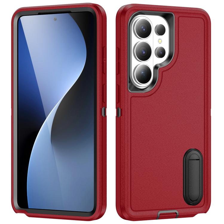 Rugged PC Hybrid Silicone Phone Case with Holder, For Samsung Galaxy S26 Ultra 5G, For Samsung Galaxy S26 Pro 5G, For Samsung Galaxy S25 FE 5G, For Samsung Galaxy S24 / S25 5G, For Samsung Galaxy S24+ / S25+ 5G, For Samsung Galaxy S25 Ultra 5G