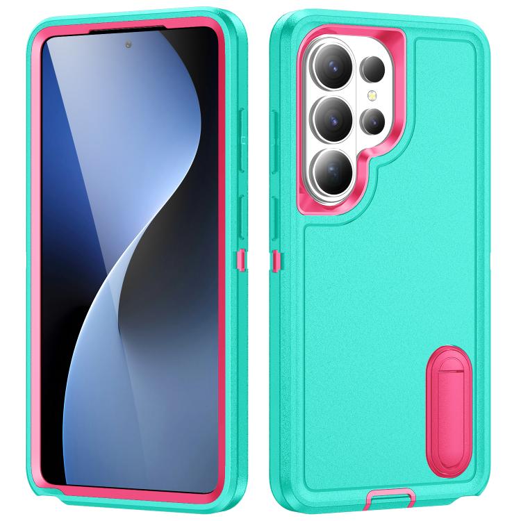 Rugged PC Hybrid Silicone Phone Case with Holder, For Samsung Galaxy S26 Ultra 5G, For Samsung Galaxy S26 Pro 5G, For Samsung Galaxy S25 FE 5G, For Samsung Galaxy S24 / S25 5G, For Samsung Galaxy S24+ / S25+ 5G, For Samsung Galaxy S25 Ultra 5G