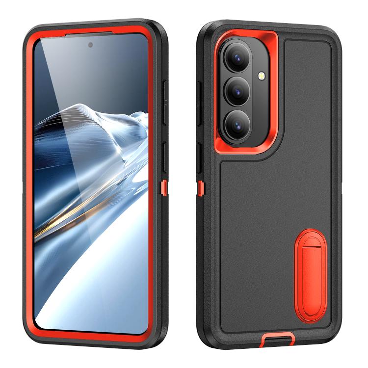 Rugged PC Hybrid Silicone Phone Case with Holder, For Samsung Galaxy S26 Ultra 5G, For Samsung Galaxy S26 Pro 5G, For Samsung Galaxy S25 FE 5G, For Samsung Galaxy S24 / S25 5G, For Samsung Galaxy S24+ / S25+ 5G, For Samsung Galaxy S25 Ultra 5G