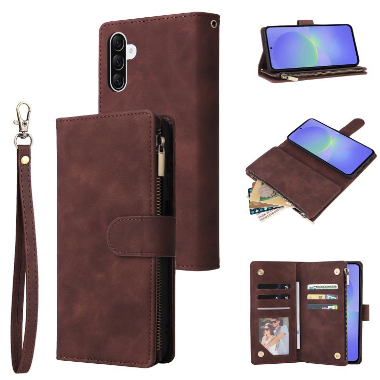 Multifunctional Frosted Zipper Wallet Leather Phone Case, For Samsung Galaxy A07 4G / 5G, For Samsung Galaxy A17 5G, For Samsung Galaxy A56 5G, For Samsung Galaxy A26 5G, For Samsung Galaxy A36 5G, For Samsung Galaxy A16 5G, For Samsung Galaxy A06 4G