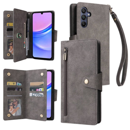 Rivet Buckle 9 Cards Three Fold Leather Phone Case, For Samsung Galaxy A07 4G / 5G, For Samsung Galaxy A17 5G, For Samsung Galaxy A56 5G, For Samsung Galaxy A26 5G, For Samsung Galaxy A36 5G, For Samsung Galaxy A16 5G, For Samsung Galaxy A06 4G