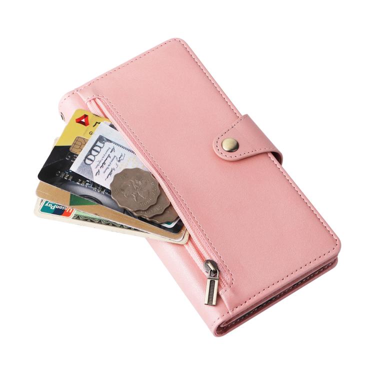 Rivet Buckle 9 Cards Three Fold Leather Phone Case, For Galaxy A08 / A07 4G / 5G, For Galaxy A18 / A17 4G / 5G, For Galaxy A57 5G, For Galaxy A37 5G, For Galaxy A27 5G, For Galaxy A56 5G, For Galaxy A26 5G, For Galaxy A36 5G, For Galaxy A16 5G         ...