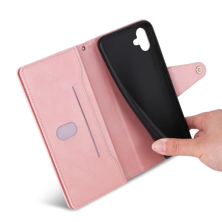 Rivet Buckle 9 Cards Three Fold Leather Phone Case, For Samsung Galaxy A07 4G / 5G, For Samsung Galaxy A17 5G, For Samsung Galaxy A56 5G, For Samsung Galaxy A26 5G, For Samsung Galaxy A36 5G, For Samsung Galaxy A16 5G, For Samsung Galaxy A06 4G