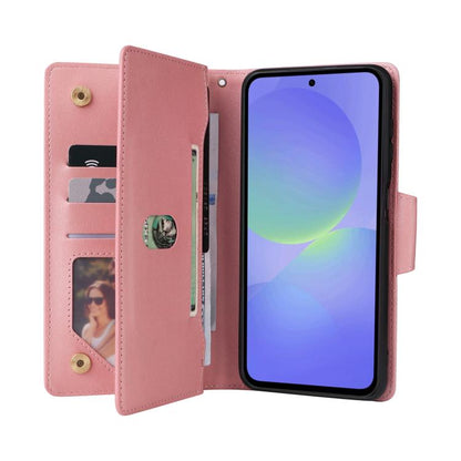 Rivet Buckle 9 Cards Three Fold Leather Phone Case, For Samsung Galaxy A57 5G, For Samsung Galaxy A37 5G, For Samsung Galaxy A07 4G / 5G, For Samsung Galaxy A17 5G, For Samsung Galaxy A56 5G, For Samsung Galaxy A26 5G, For Samsung Galaxy A36 5G        ...