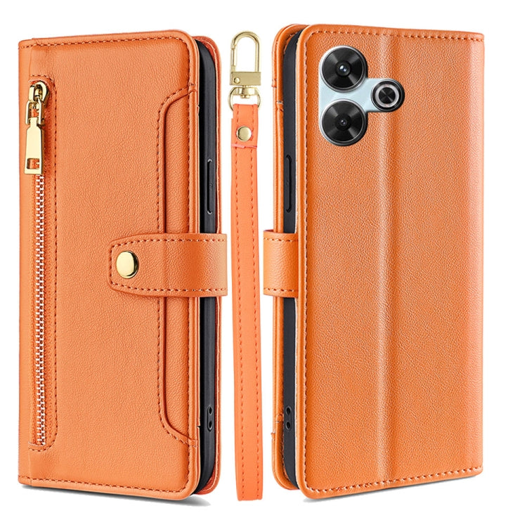Sheep Texture Cross-body Zipper Wallet Leather Phone Case, For Redmi Note 14 Pro 5G, For Redmi 14C 4G, For Redmi 13 4G